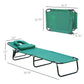 Folding Outdoor Lounge Chair, Portable Reclining Beach Lounger with Face Hole, Detachable Pillow, 3-Position Adjustable Backrest, For Patio, Garden, Poolside, Green