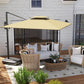 Square Cantilever Patio Umbrella, Double Top Patio Hanging Offset Umbrella with Crank & Tilt, 8' x 9', khaki