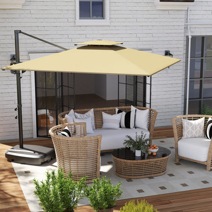 8' x 9' Khaki Square Cantilever Umbrella with Double Top