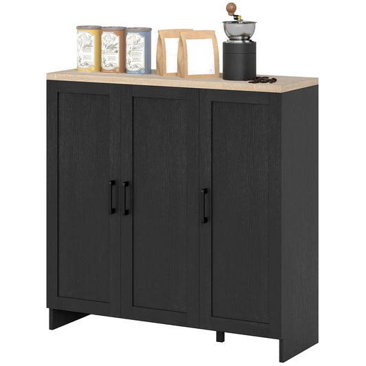 Sideboard Buffet Cabinet with 3 Doors - Black