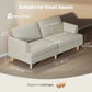 3 Seater Sofa, 74" Modern Corduroy Upholstered Couch with Thick Spring Cushions, Solid Wood Legs, Armrests, Beige