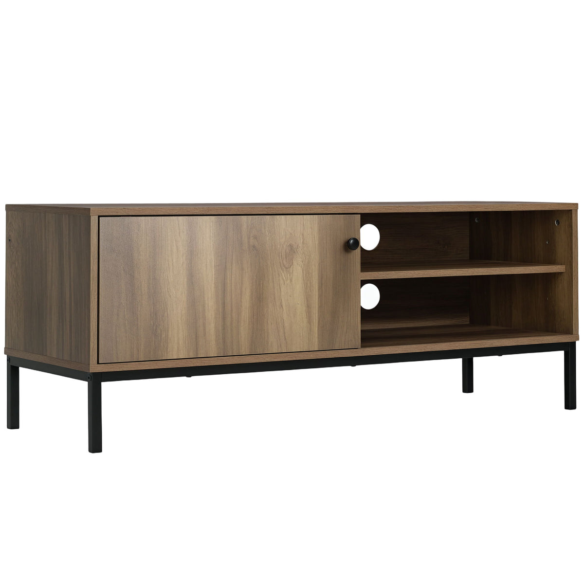Retro TV Cabinet for TVs up to 50", TV Stand with Compartment and Adjustable Shelf, Media Console with Sliding Door for Living Room, Coffee