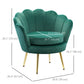 Modern Accent Chair, Velvet-Touch Fabric Leisure Club Chair with Gold Metal Legs for Bedroom, Dark Green