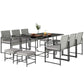 11 Pieces Wicker Patio Dining Set, Rattan Outdoor Furniture Set with 6 Armchairs, 4 Stools, Light Grey