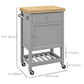 Rolling Kitchen Island Cart with Wood Top - Grey