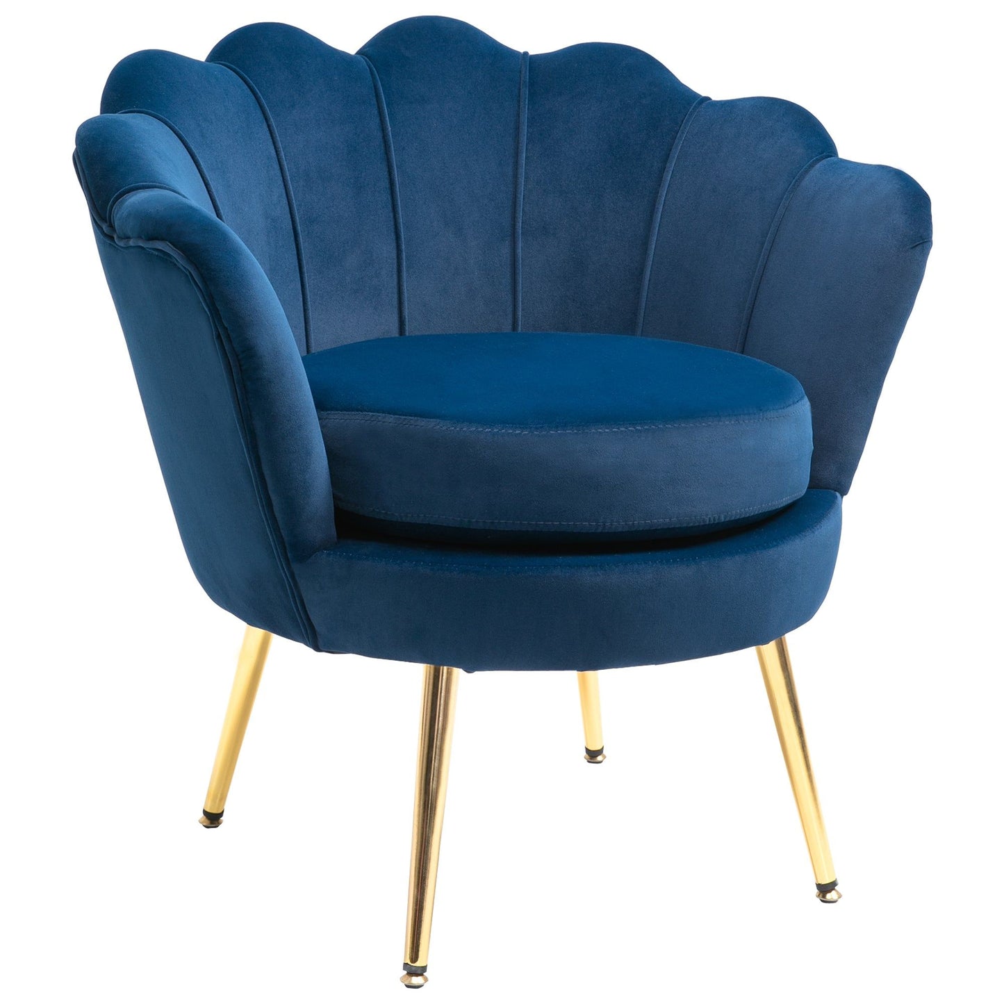 Velvet Accent Chair with Gold Legs - Blue