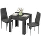 Square Dining Table Set for 2 with PU Leather Chairs - Black