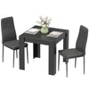 Square Dining Table Set for 2 with PU Leather Chairs - Black