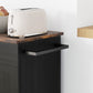 Modern Rolling Kitchen Island Cart with Drawer, Natural Wood Top, Towel Rack, Door Storage Cabinet, Distressed Black