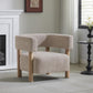 Cozy Accent Armchair with Spring Bag Seat Cushion, Single Lounge Sofa for Bedroom, 30.5" L x 29.5" W x 27" H, Natural Wood+Wheat