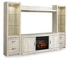 Bellaby - Entertainment Center - TV Stand With Faux Firebrick Fireplace Insert - Whitewash