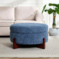 Round Tufted Ottoman with Upholstered Top and Solid Wood Legs, Versatile Coffee Table with Hidden Storage, 32'' L x 32'' W x 18'' H, Blue