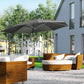 9.6' Cantilever Patio Umbrella Outdoor Hanging Offset Umbrella, Cross Base, 360° Rotation Aluminum Poles, Grey