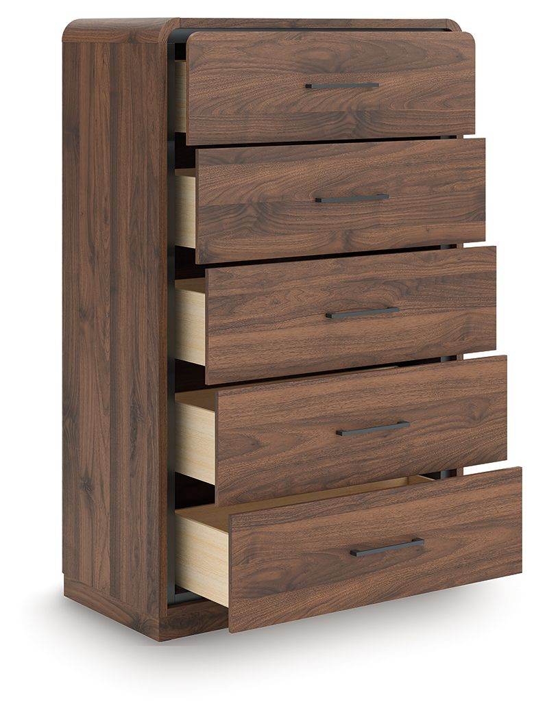 Fortlorn - Walnut Brown - Five Drawer Chest - Forward Furniture