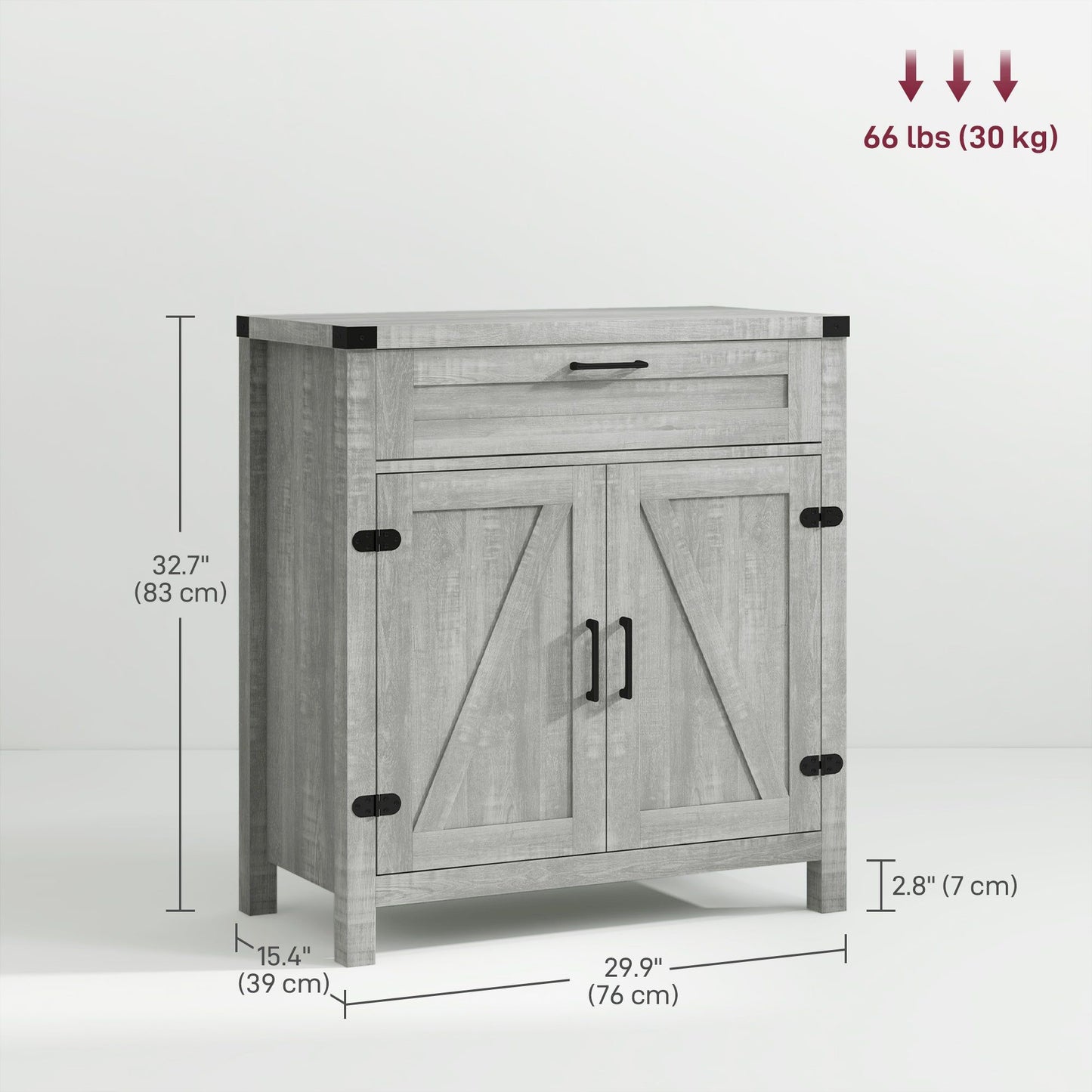 Farmhouse Sideboard Buffet with Barn Doors - Grey