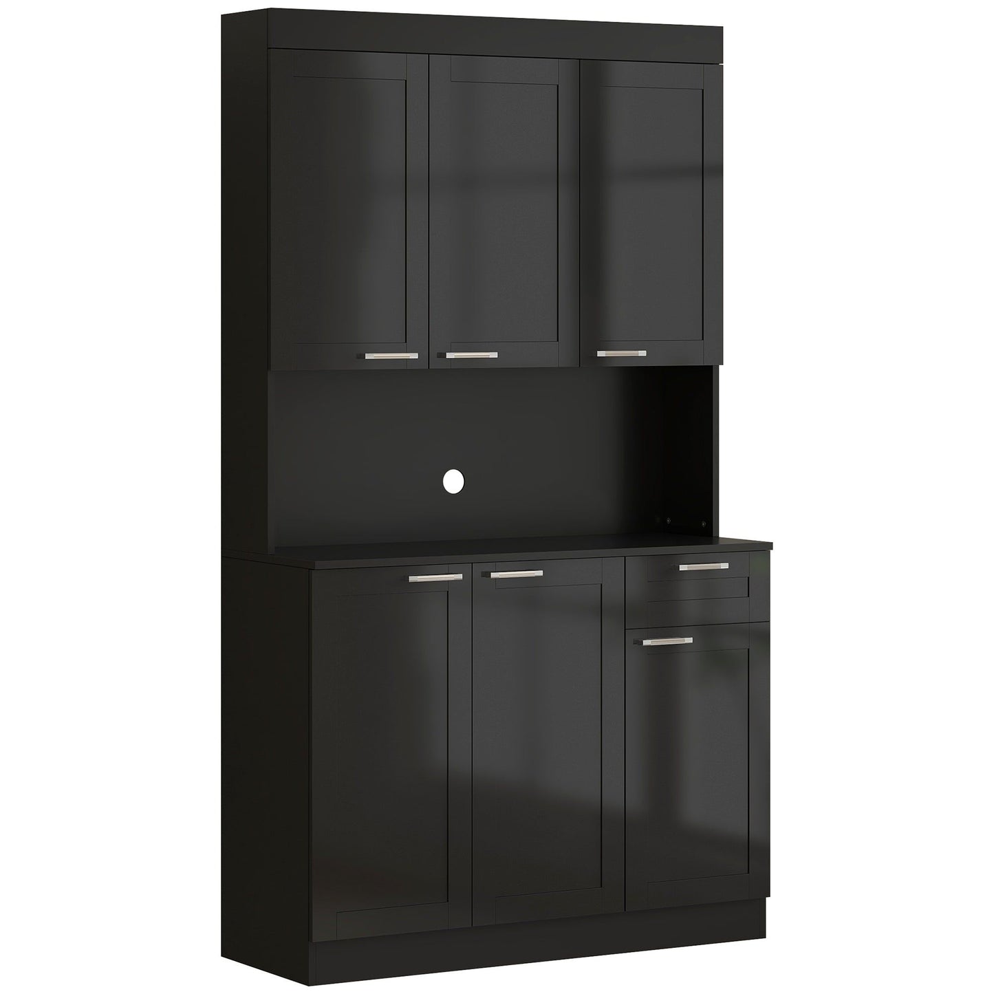 71" Kitchen Pantry Storage Cabinet with Hutch - High Gloss Black