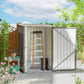 3.3' x 3.4' Lean-to Outdoor Garden Storage Shed, Galvanized Steel with Lockable Door for Patio Brown and White