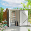 3.3' x 3.4' Lean-to Outdoor Garden Storage Shed, Galvanized Steel with Lockable Door for Patio Brown and White