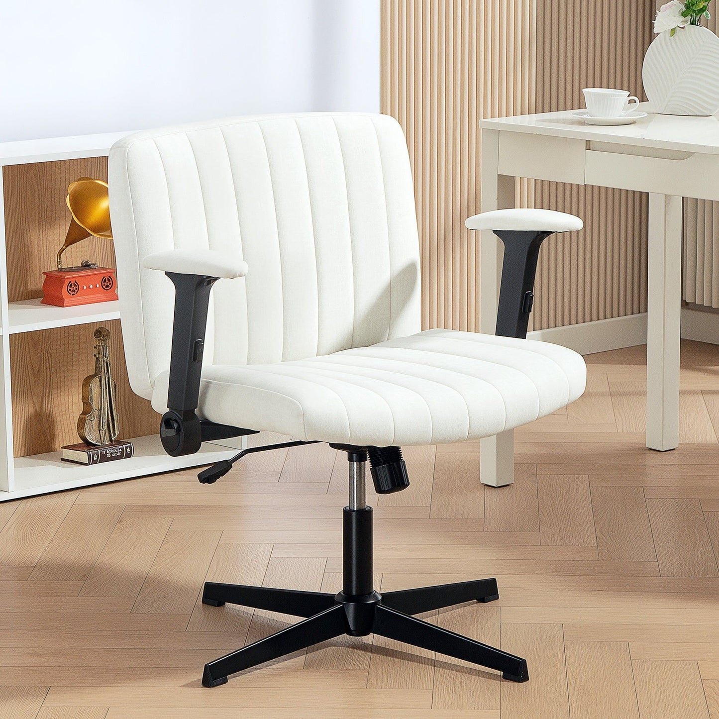 Criss Cross Office Chair with Flip-Up Armrests - Beige