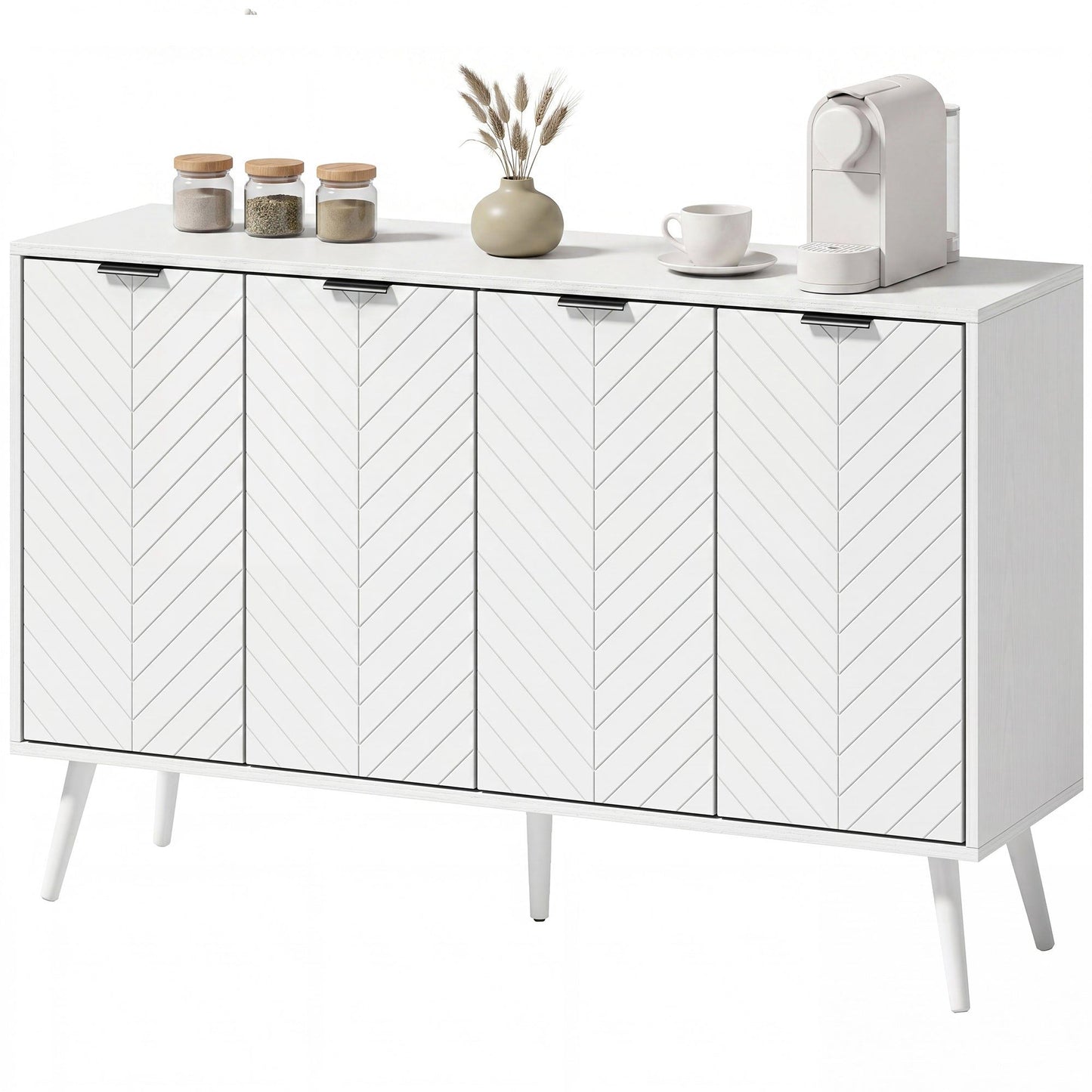Sideboard Buffet Cabinet with 4 Doors - White