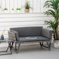 Convertible Wicker Loveseat Grey Patio Chaise Lounge