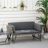 Convertible Wicker Loveseat Grey Patio Chaise Lounge