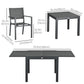 Patio Dining Set for 6, Aluminum Expandable Outdoor Table and 6 Stackable Chairs with Padded Back, Mesh Seat, Dark Grey