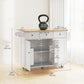 Rolling Kitchen Island with Drop Leaf & Charging Station - White