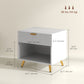 Nightstand with Fluted Panel, Bedside Table with Drawer and Open Compartment, Modern Night Table for Bedroom, White