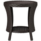 18" Wicker Outdoor Coffee Table, PE Rattan Patio Side Table with 2-Tier Storage, Composite Wood Top, Brown