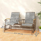 Outdoor 2-Person Glider Bench, Outside Swing Glider Chair Loveseat with Breathable Mesh, Table, Steel Frame