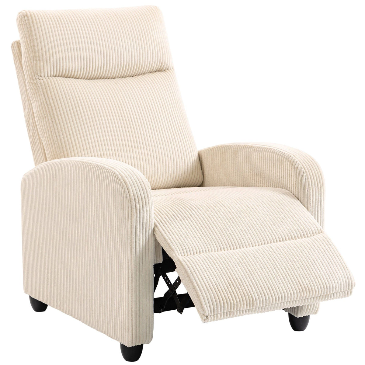 Manual Recliner Home Theater Chair with Padded Seat - Beige