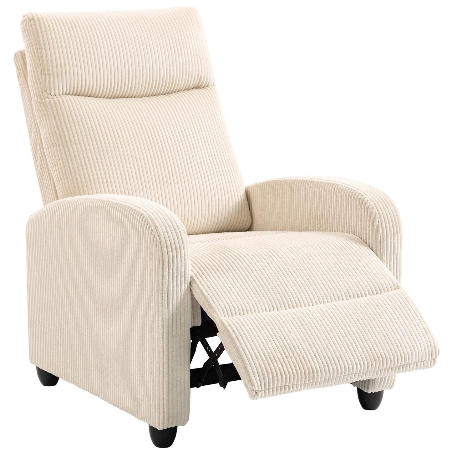 Manual Recliner Home Theater Chair with Padded Seat - Beige
