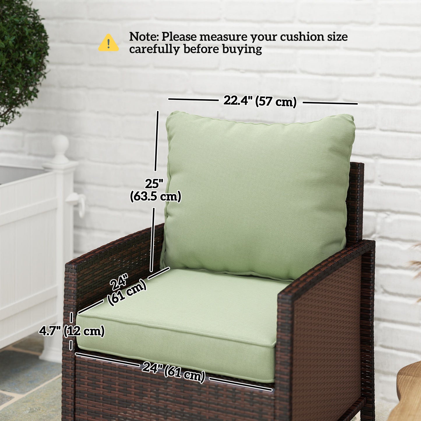 4-Piece Seat Cushion Pillows Replacement, Patio Chair Cushions Set with Back for Indoor Outdoor, Green