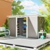 9' x 4' Garden Metal Storage Shed Outdoor Equipment Tool Box with Foundation Kit, Ventilation & Doors, Light Grey