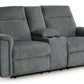 Barnsana - Gravel - Dbl Power Reclining Loveseat With Console - Fabric