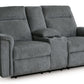 Barnsana - Dbl Power Reclining Loveseat with Console - Fabric - Gravel