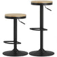 Wood Barstools Set of 2, Swivel Bar Stools with Adjustable Height for Kitchen Counter, Natural Wood and Black
