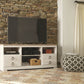 Willowton - Whitewash - 2 Pc. - 64" TV Stand with Faux Firebrick Fireplace Insert