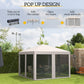 10' x 10' Pop Up Canopy Tent Gazebo, Foldable Canopy Tent with Zipper Mesh Sidewalls and Carry Bag, Easy Setup Screen Shelter for Backyard Patio Outdoor, Beige