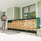 Firewood Rack with Waterproof Cover, 500 kg Log Storage Holder with Steel Chains, 142" x 14" x 39", Dark Green