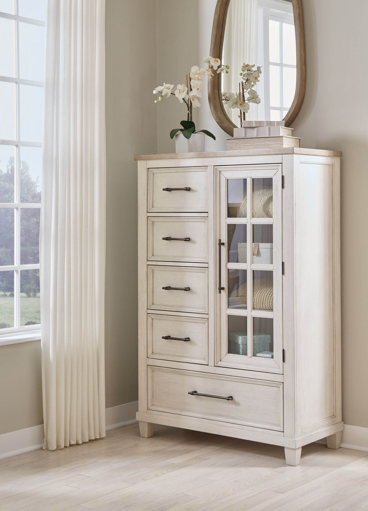 Shaybrock - Antique White / Brown - Door Chest - Forward Furniture