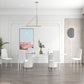 High Back Dining Chairs, Modern Upholstered PU Leather Accent Chairs with Metal Legs for Kitchen, Set of 6, White