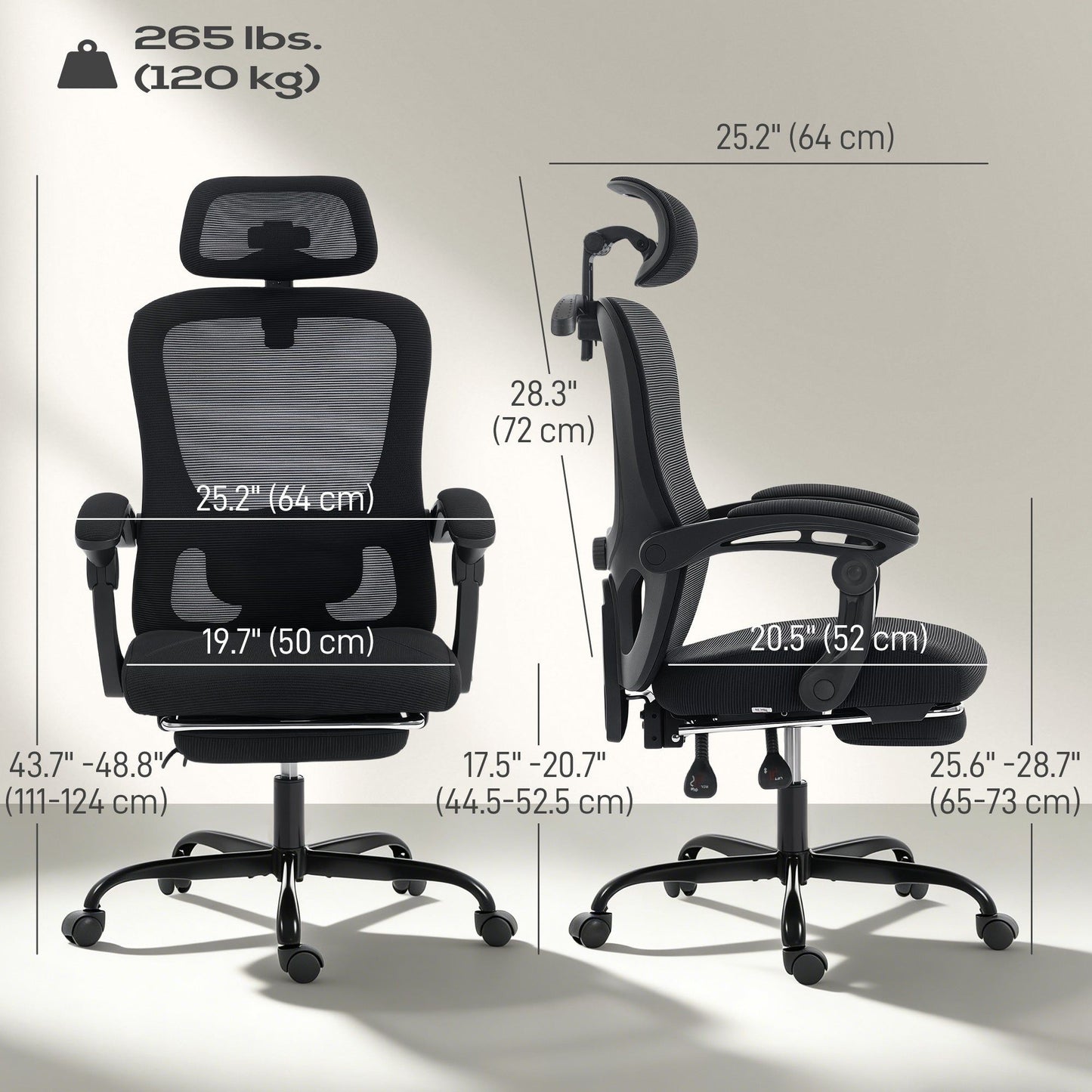 Ergonomic Mesh Office Chair with Lumbar Support - Black