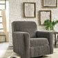 Herstow - Charcoal - Swivel Glider Accent Chair - Fabric