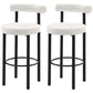 Bar Stools Set of 2, Sherpa Upholstered Barstools with Backrest, Bar Height Stools with Footrest for Kitchen Island