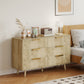 Fluted 6-Drawer Dresser with Pine Legs - Oak