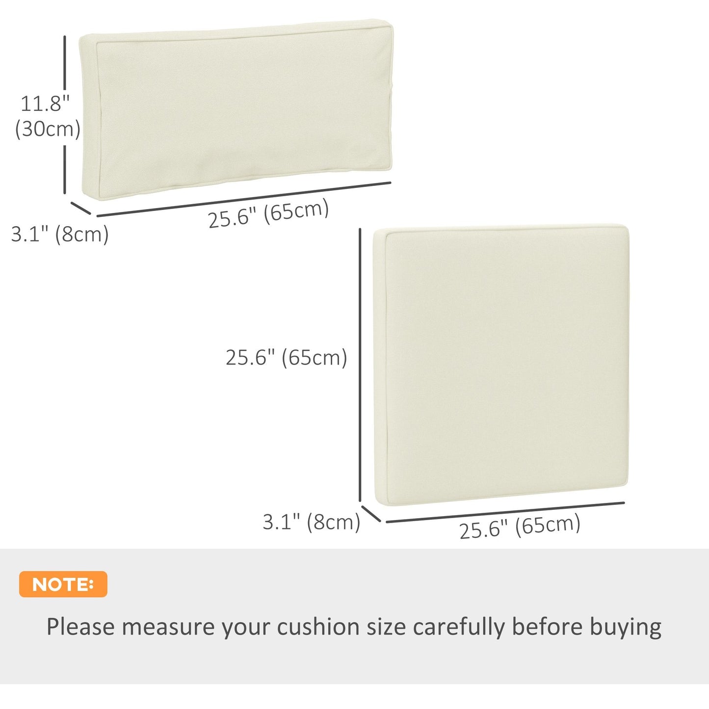 Replacement Cushions for Rattan Furniture, 14 Piece Outdoor Seat Cushion Pad for Patio Set, 7 Seat and 7 Back, Cream