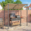 7' x 5' BBQ Grill Gazebo Tent, Garden Grill Canopy with Steel Frame and Hooks, Outdoor Sun Shade, Khaki