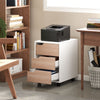 3 Drawer File Cabinet, Mobile Vertical Filing Cabinet with Wheels, Printer Stand with Storage for Home Office, Oak